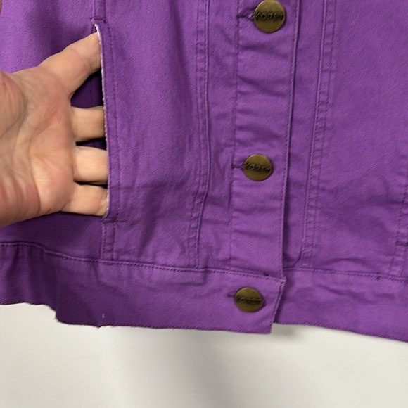 Upcycled Handcrafted Denim Vest Hawaiian Tropical Rainforest design Size L - Picture 5 of 8